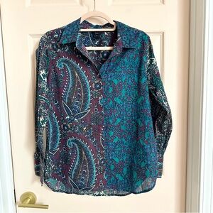 Blue and purple paisley intro button up